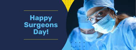 Surgeons Day Greeting with Doctors Facebook cover Design Template