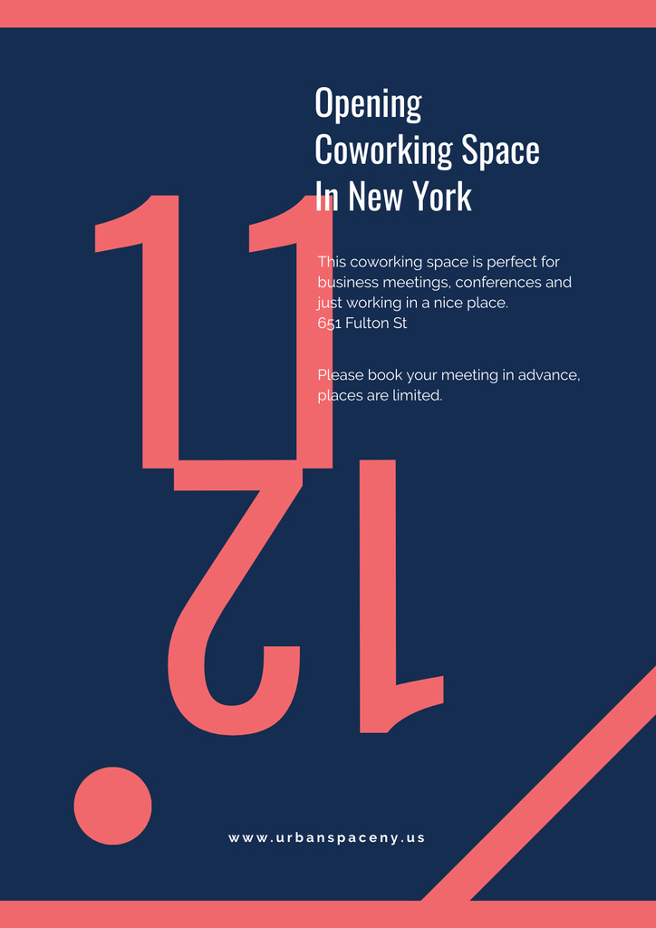 Opening coworking space announcement Poster – шаблон для дизайну