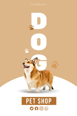 Pet Shop Ad with Cute Corgi Pinterest Modelo de Design