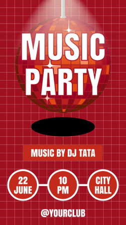 Közlemény a Musical Party-ról a Red-en Instagram Story tervezősablon