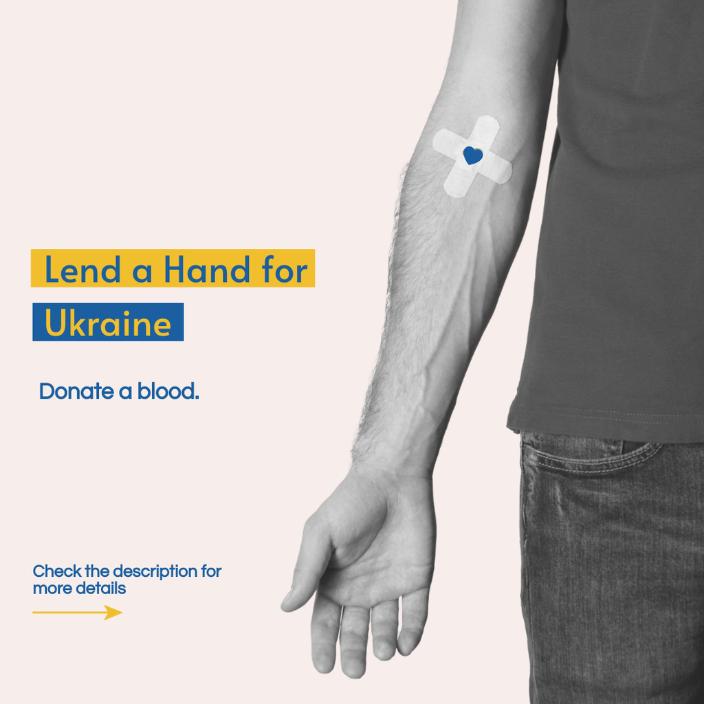 Lend a Hand for Ukraine Instagram tervezősablon
