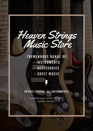 Plantilla de diseño de Guitars in Music Store Flayer 