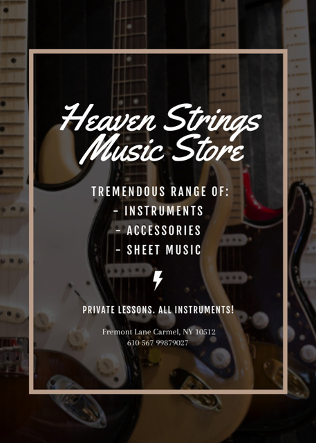 Plantilla de diseño de Guitars Offer in Music Store Flayer 