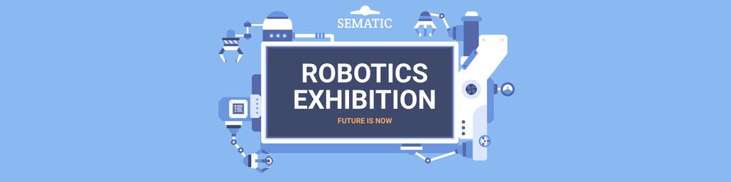 Designvorlage Robotics exhibition announcement für Twitter