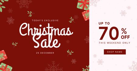 Christmas Gifts Sale Red Facebook AD Design Template