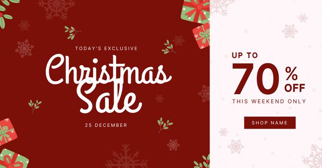 Designvorlage Christmas Gifts Sale Red für Facebook AD