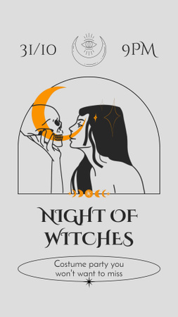 Template di design Annuncio della festa delle streghe della notte di Halloween spettrale Instagram Video Story