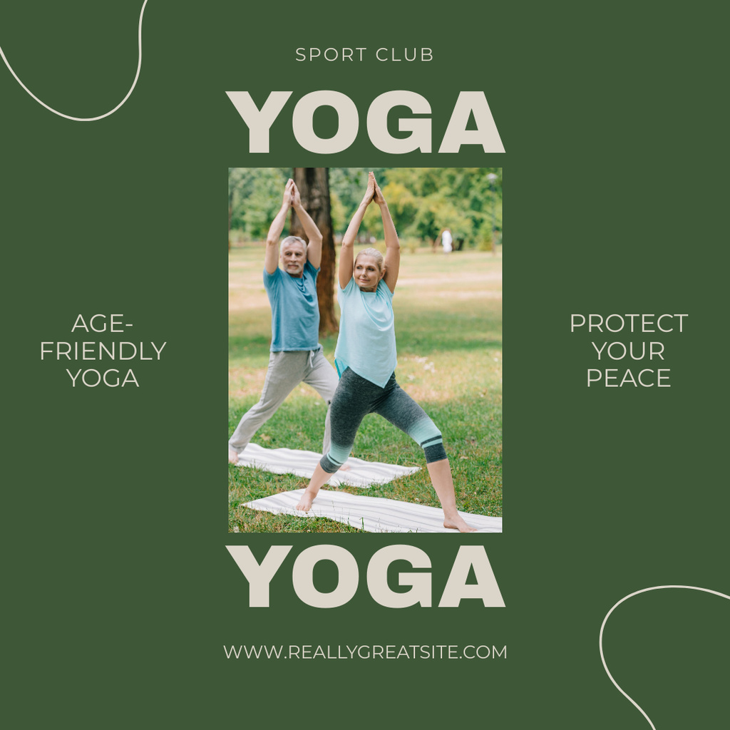 Age-Friendly Yoga Exercising Club Instagram tervezősablon