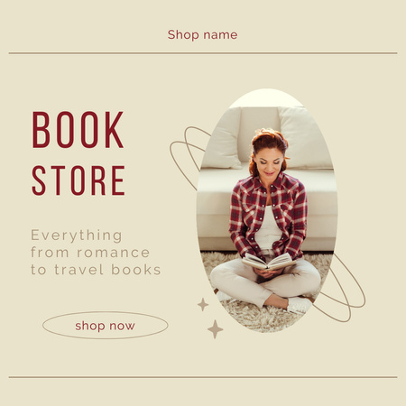 From Romance To Travel Books In Bookshop Instagram Design Template