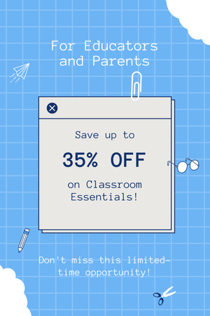 Platilla de diseño Offer Discounts for Parents and Students on Blue Pinterest