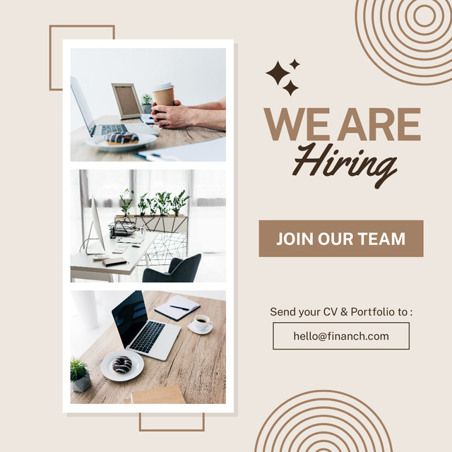 Szablon projektu Collage with Announcement of Hiring Employees in Company Instagram