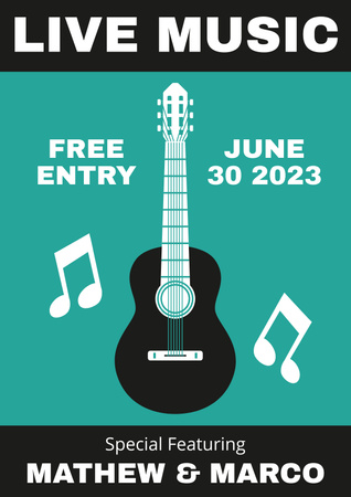 Announcement of Live Music Concert with Free Admission Poster Design Template