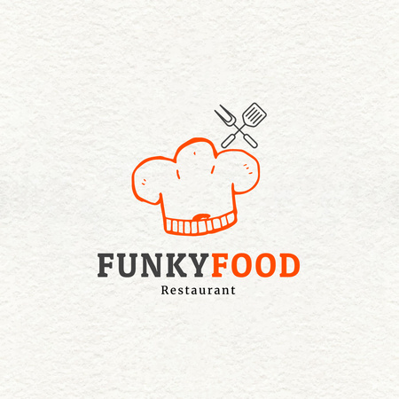 Restaurant Ad with Chef's Hat Logo Design Template