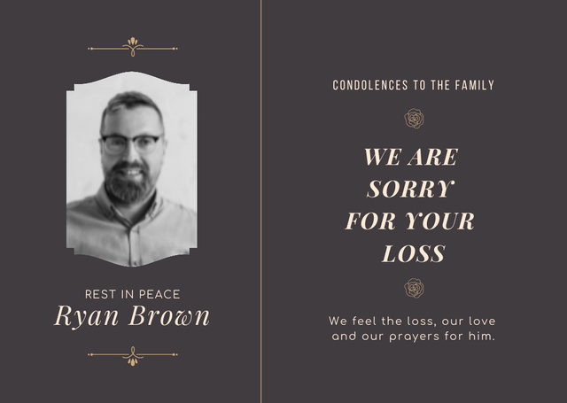 Template di design Expressing Condolences for Loss of Young Man Card
