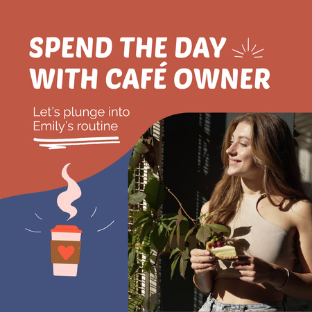 Modèle de visuel Affichage de la routine quotidienne du propriétaire du café - Animated Post