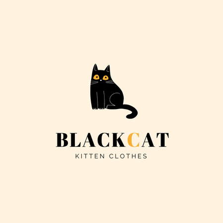 Cat's Clothes Shop Emblem Logo Design Template