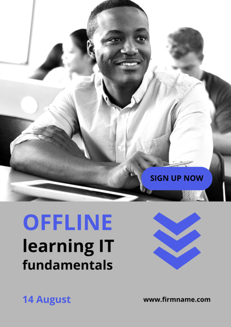 Programming Courses Ad with Black Man Poster A3 Design Template