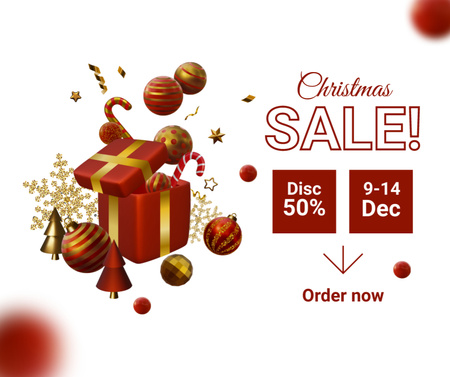 Christmas Discount with Present and Holiday Items Facebook Design Template