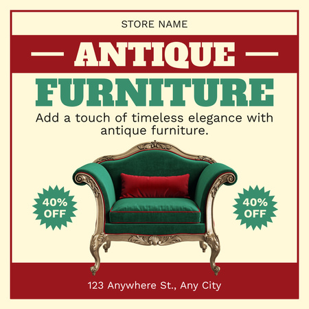 Antique Armchair At Discounted Rates Offer Instagram AD Design Template