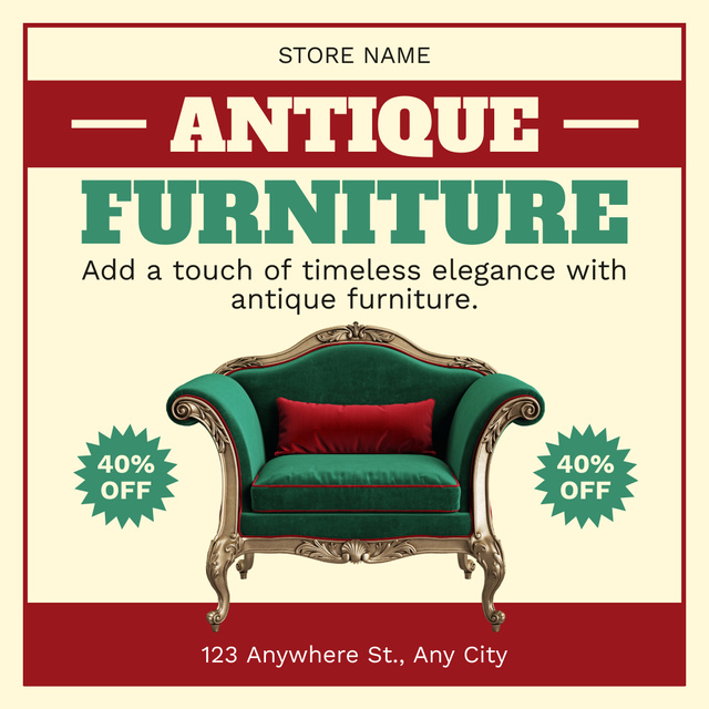 Antique Armchair At Discounted Rates Offer Instagram AD – шаблон для дизайна
