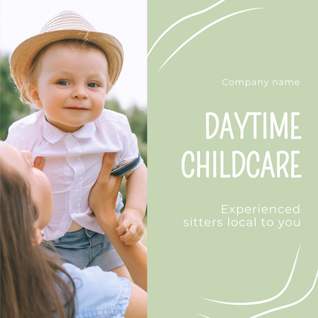 Daytime Kid Care Service with Little Boy in Hat Instagram Design Template