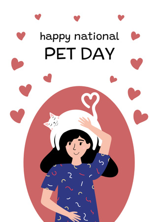 Modèle de visuel Journée nationale des animaux de compagnie avec les amoureux des chats - Postcard 5x7in Vertical