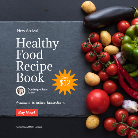 Plantilla de diseño de receta de comida saludable book ad Instagram 