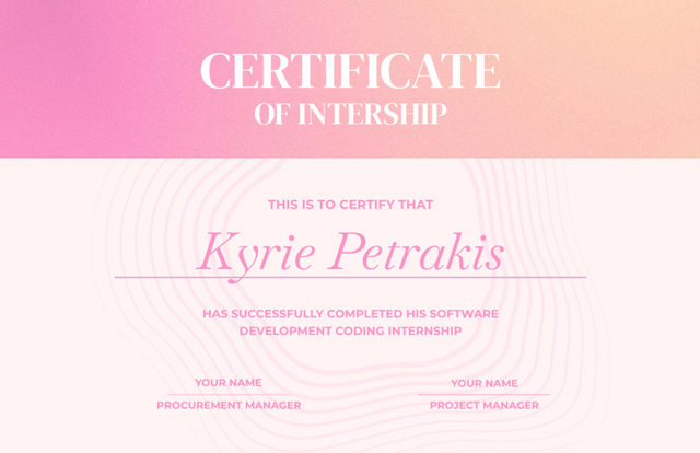 Award for Completion Software Development Internship Certificate 5.5x8.5inデザインテンプレート
