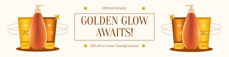 Designvorlage Bräunungskosmetik-Ausverkauf für Golden Glow für Twitter