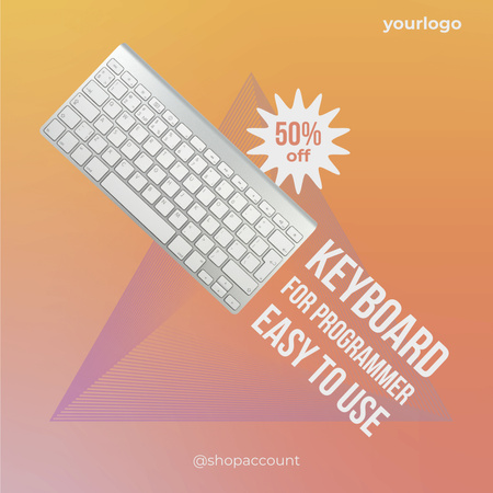 Keyboard Discount Announcement for Programmers Instagram Tasarım Şablonu