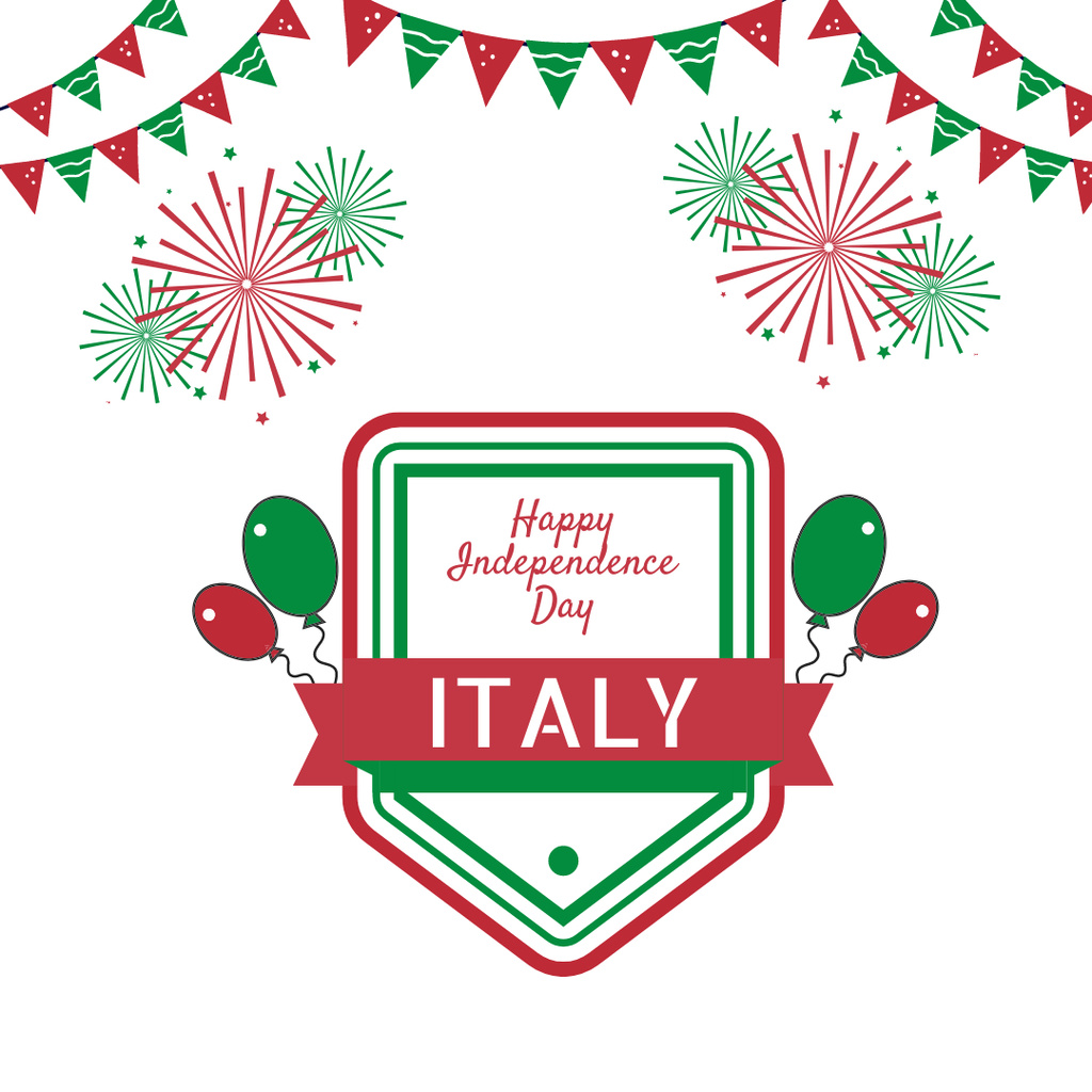 Ontwerpsjabloon van Instagram van Happy Italy Independence Day