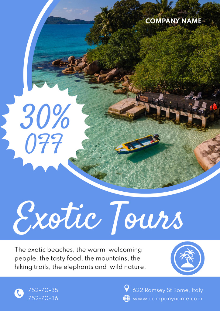Exotic Tours Discount Offer Poster – шаблон для дизайна
