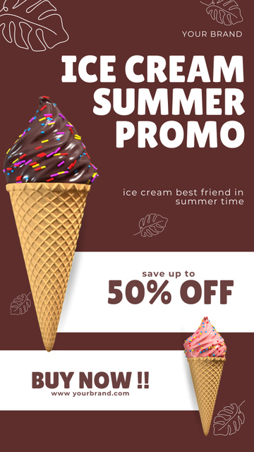 Designvorlage Summer Promo of Chocolate Ice-Cream on Brown für Instagram Video Story