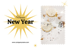 New Year Holiday Greeting with Festive Champagne in Wineglasses