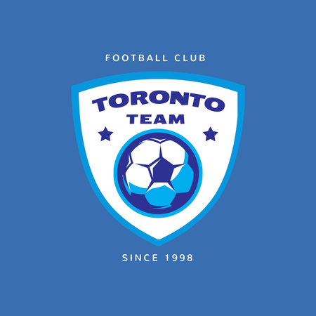 Football Sport Club with Emblem of Ball in Blue Logo 1080x1080px Tasarım Şablonu