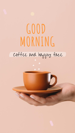 Cafe Ad with Coffee Cup on Hand Instagram Video Story Design Template