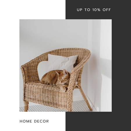 Plantilla de diseño de Rebajas de decoración del hogar con cómodo sillón Instagram AD 