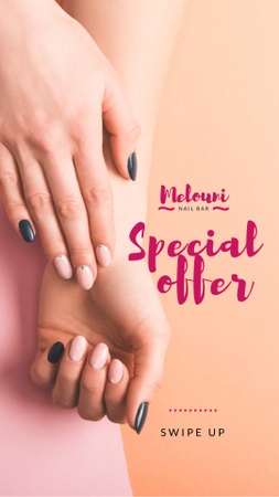 Manicure Services Offer with Tender Female Hands Instagram Story Design Template