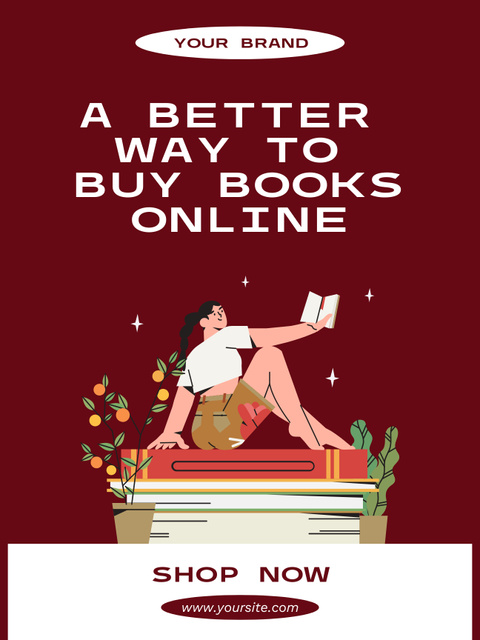 Ontwerpsjabloon van Poster US van Illustration of Girl is reading Books