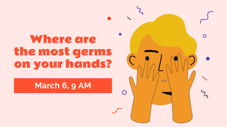 Template di design la consapevolezza dei germi con l'uomo che tocca il viso FB event cover