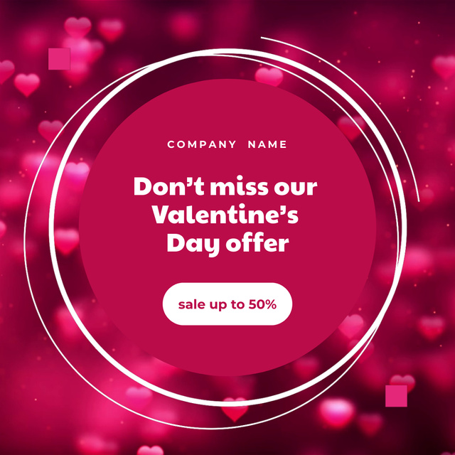 Saint Valentine`s Day Offer With Plenty Of Hearts Animated Post Design Template