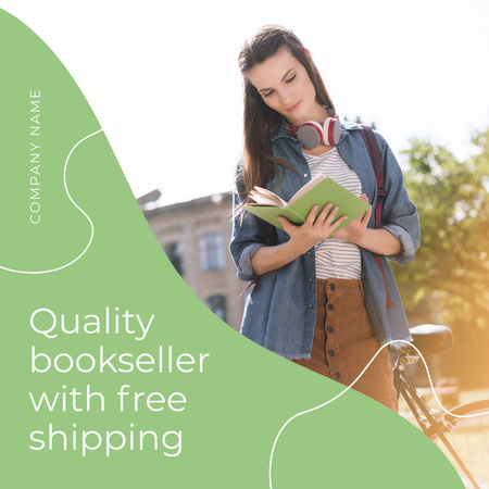 Quality book shop with free shipping Instagram Design Template