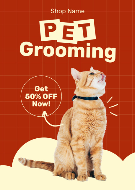 Template di design Pets Grooming Discount Offer on Red Flayer