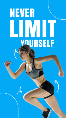 Motivational Ad with Female Athlete Instagram Story Modelo de Design