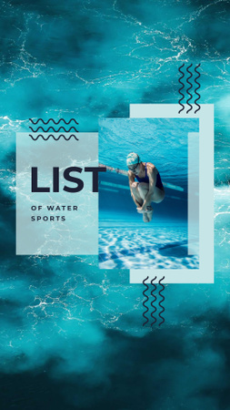 Designvorlage schwimmer tauchen im pool für Instagram Story