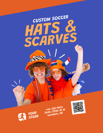 Soccer Hats and Scarves Sale Offer Flyer 8.5x11in Design Template