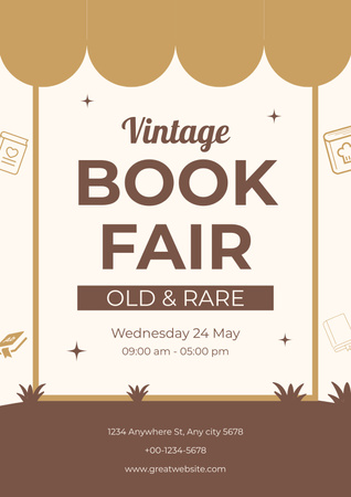 Vintage Book Fair Poster Design Template
