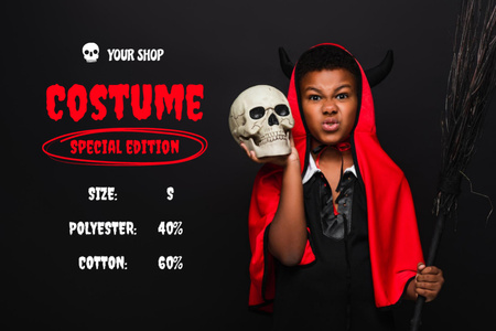 Kid in Halloween's Costume Label Design Template