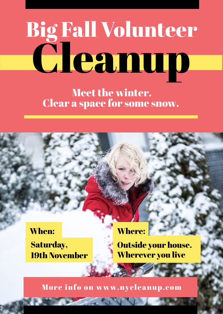 Winter Volunteer Cleanup Flyer A6 Design Template