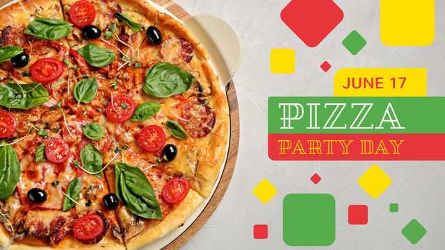 Pizza party day offer FB event cover Tasarım Şablonu